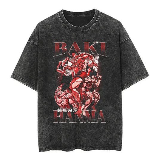 Japanese Anime Dragon Ball Print T Shirt Men Vintage Washed Tshirt Short Sleeve Cotton Tops Tees Harajuku Hip Hop Streetwear