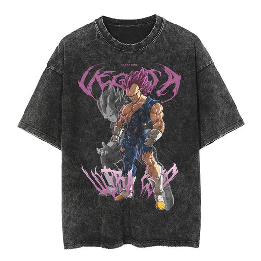 Japanese Anime Dragon Ball Print T Shirt Men Vintage Washed Tshirt Short Sleeve Cotton Tops Tees Harajuku Hip Hop Streetwear