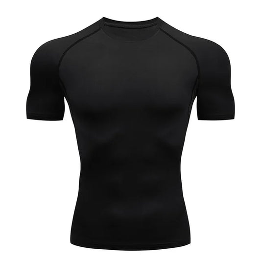 Men Compression Running T Shirt Fitness Tight Short Sleeve Tshirt Training Jogging Shirts Gym Sportswear Quick Dry Rashgard